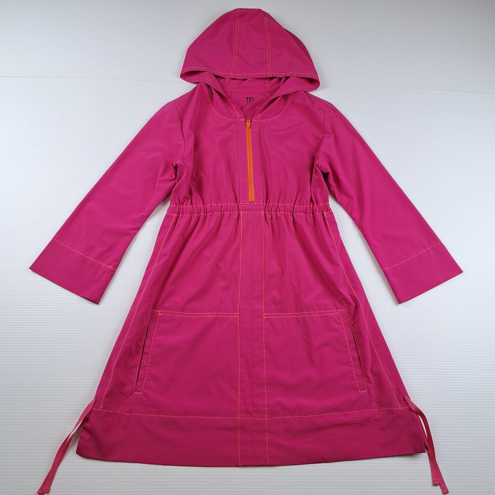 Title Nine Dress Womens Small Pink Hooded A Line 3/4 Sleeve Travel Sun Beach